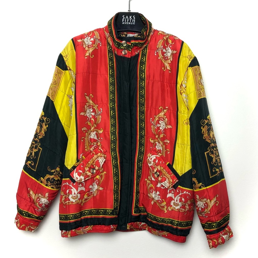 Fuda International Silk Bomber Jacket Red Yellow Black